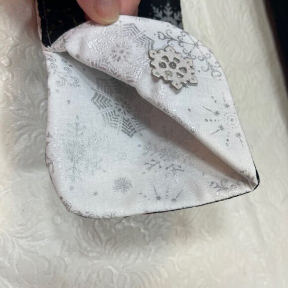 Handmade Winter Fabric Button Closure Cotton Tote Handbag w/Eyeglass Case NEW - Picture 7 of 12